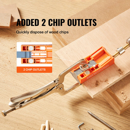 Pocket Hole Jig, 56 st Mini Jig Pocket Hole System med 9" C-klämma, stegborr, skiftnyckel, borrstoppring, fyrkantig drivbit och skruvar, för DIY-snickarprojekt