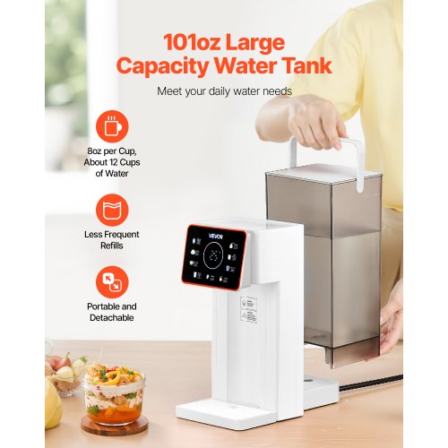 Bänkskiva Snabbvarmvattendispenser med 6 temperaturer, 8 volymer, 3 liters tank