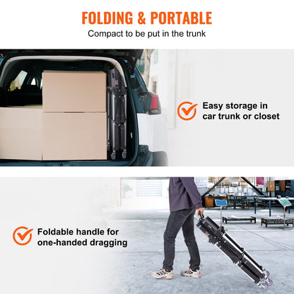 Foldable Utility Service Cart, 3 hyllor 165LBS Heavy Duty plastrullande vagn med låsbara hjul, ergonomiskt handtag, portabel garageverktygsvagn för lager/kontor/hem(25,62"x15,43"x32,76")