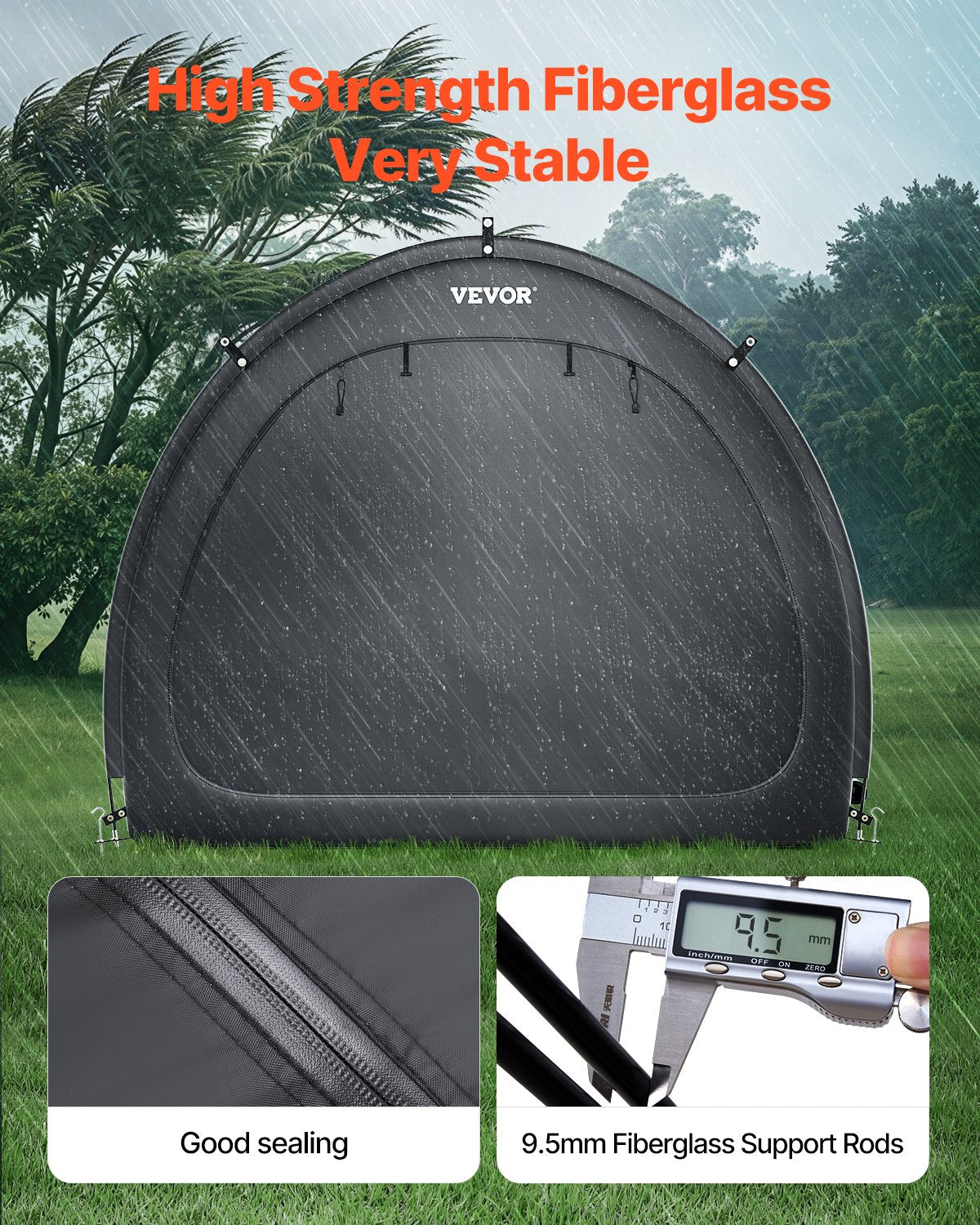 Outdoor bike storage tent Fan-shaped bike tent with two doors for 4 to 5 bikes