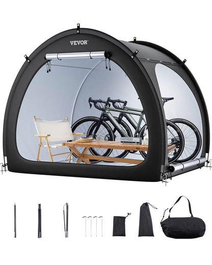 Outdoor bike storage tent Fan-shaped bike tent with two doors for 4 to 5 bikes