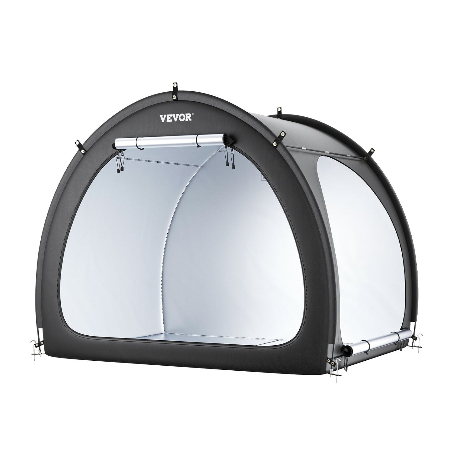 Outdoor bike storage tent Fan-shaped bike tent with two doors for 4 to 5 bikes