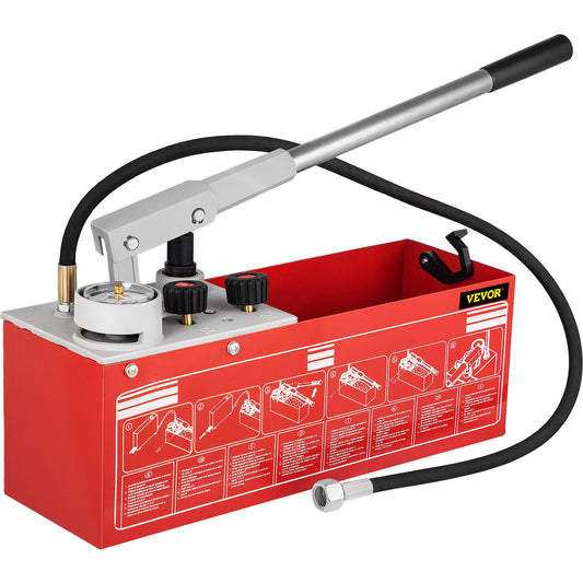 Hydrostatisk trycktestpump, test upp till 25 bar/2,5 MPa, 3,2 gallon tank, hydraulisk manuell vattentryckstestsats med två-enhetsmätare och R 1/2"-anslutning, för provning av rörledningsvätsketryck
