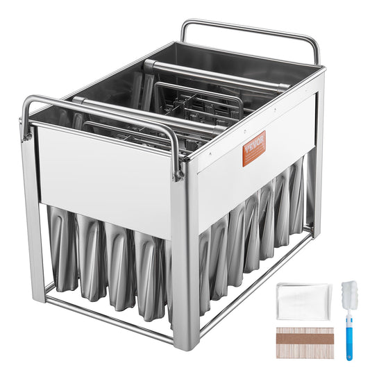 Kommersiella popsicle-formar, 40-st cylindriska ispop-formar, rostfria ispinnar Popsicle-formar, Ice Cream Maker-formhållare med 50-ST Popsicle-pinnar & påsar (enkel formsats - 40ST)