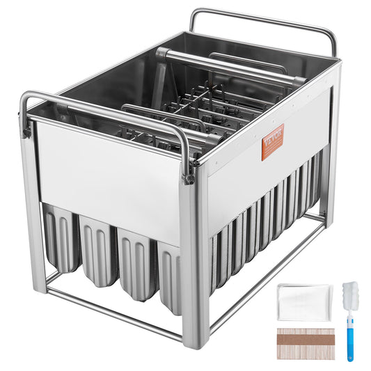 Kommersiella popsicle-formar, 40-st runda ispop-formar med dubbla spår, rostfria ispinnar Popsicle-formar, Ice Cream Maker-formhållare med 50-ST Popsicle-pinnar och påsar