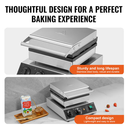 4ST Kommersiell våffelmaskin Rund våffeljärnsmaskin 1750W non-stick