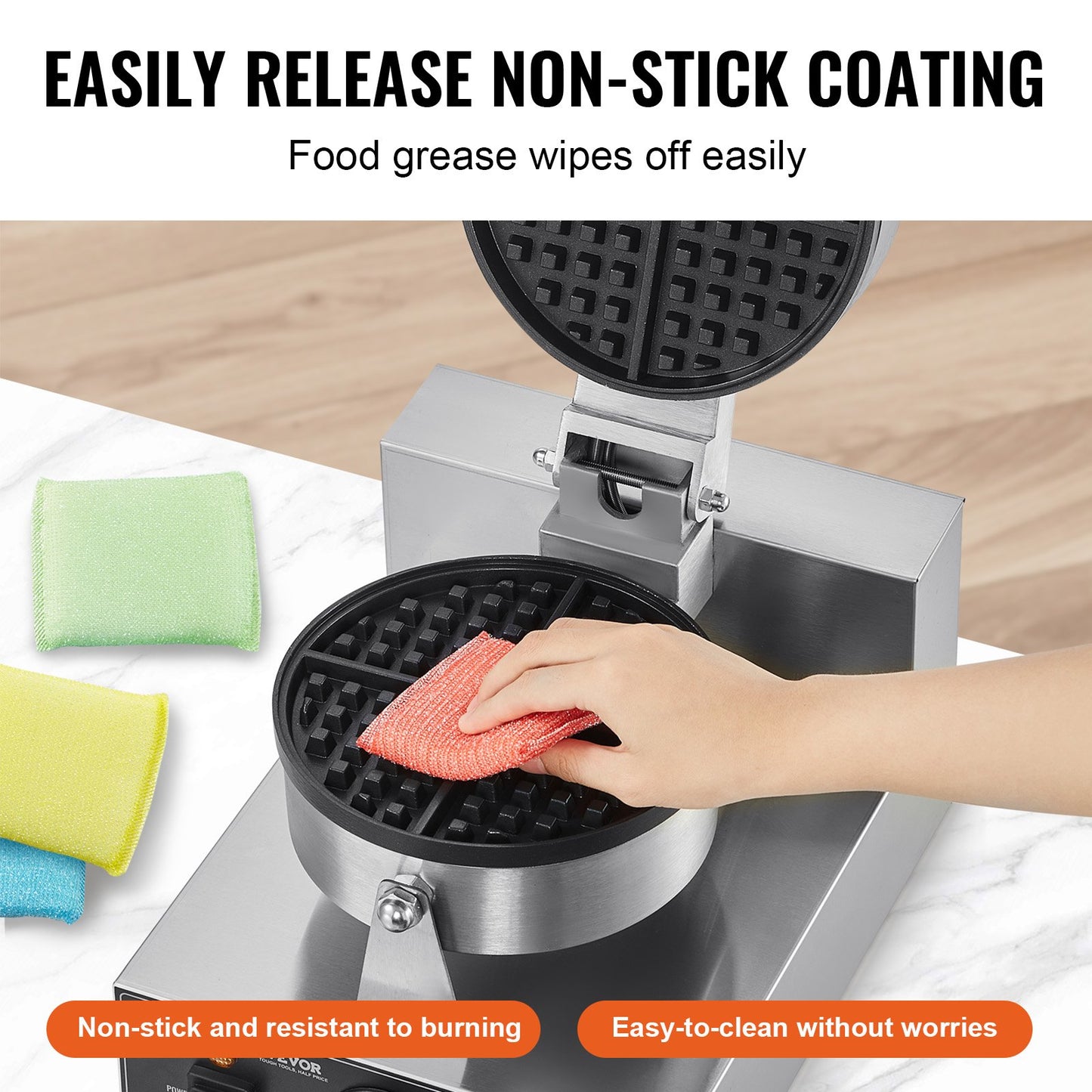 Kommersiell våffelmaskin Rund våffeljärn bakmaskin non-stick 1230W