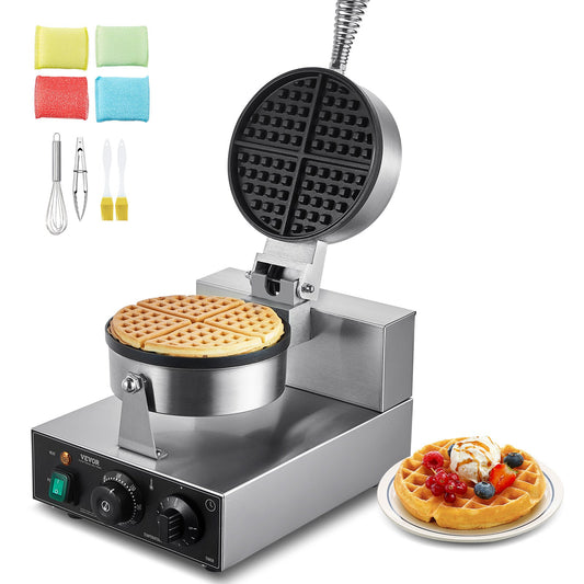 Kommersiell våffelmaskin Rund våffeljärn bakmaskin non-stick 1230W