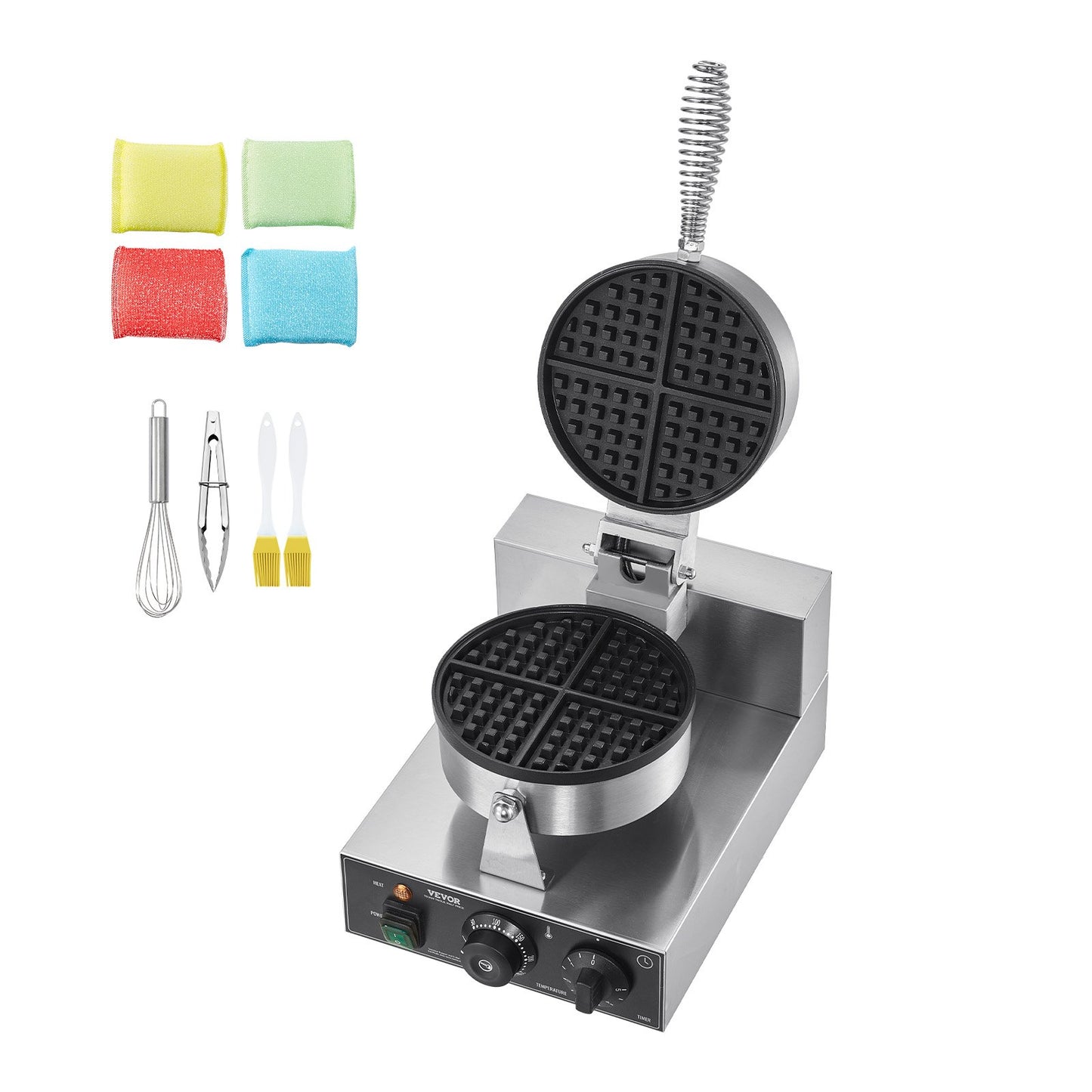 Kommersiell våffelmaskin Rund våffeljärn bakmaskin non-stick 1230W