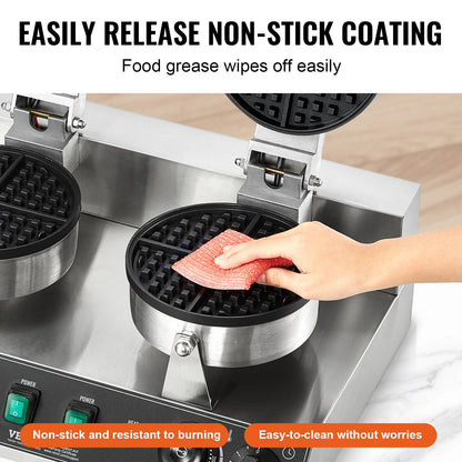 Commercial Waffle Irons Double Heads Round Waffle Iron 2460W Non-stick