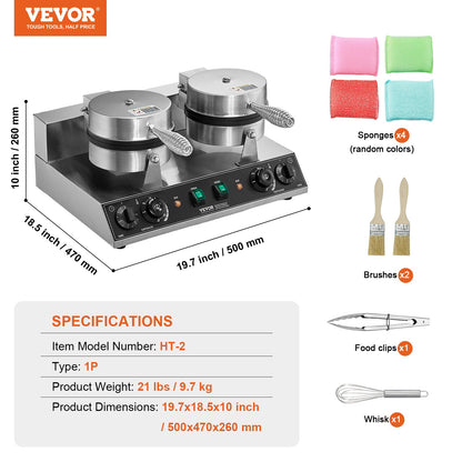 Commercial Waffle Irons Double Heads Round Waffle Iron 2460W Non-stick