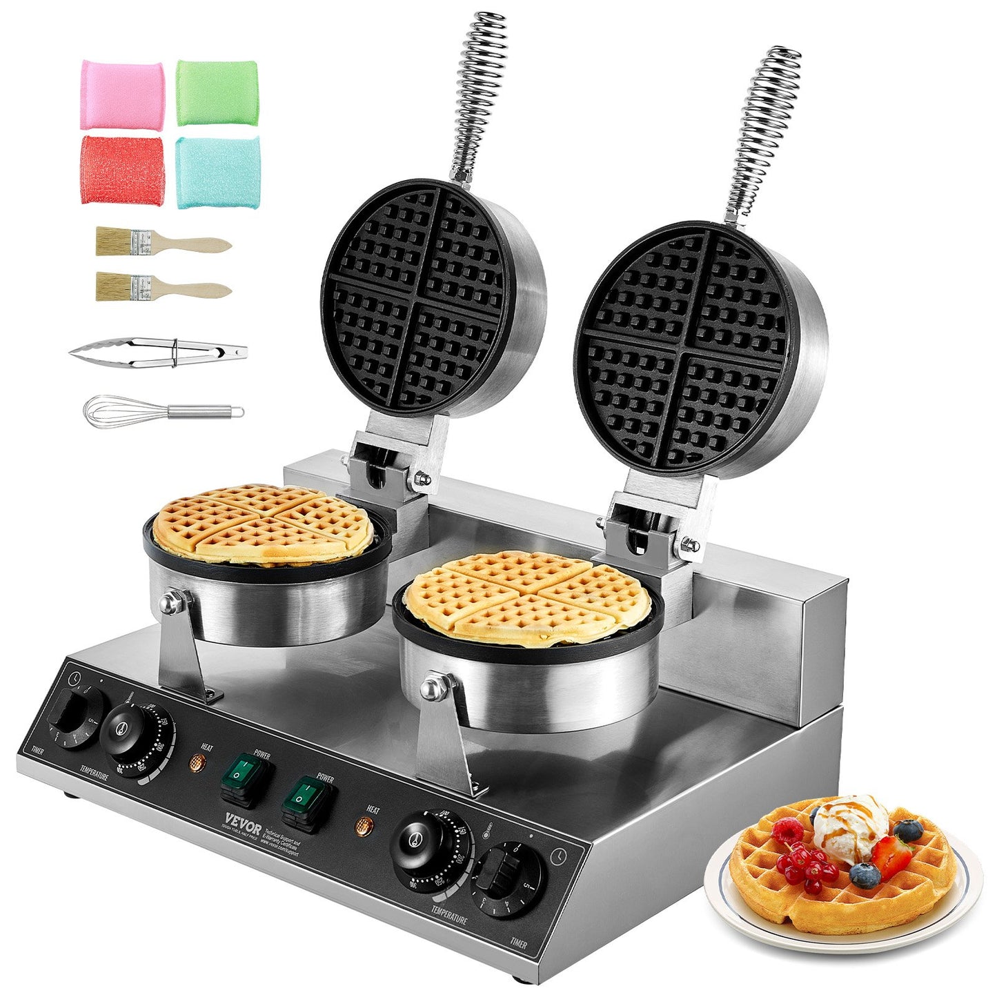 Commercial Waffle Irons Double Heads Round Waffle Iron 2460W Non-stick