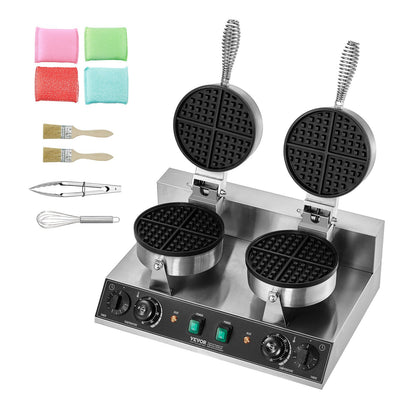 Commercial Waffle Irons Double Heads Round Waffle Iron 2460W Non-stick