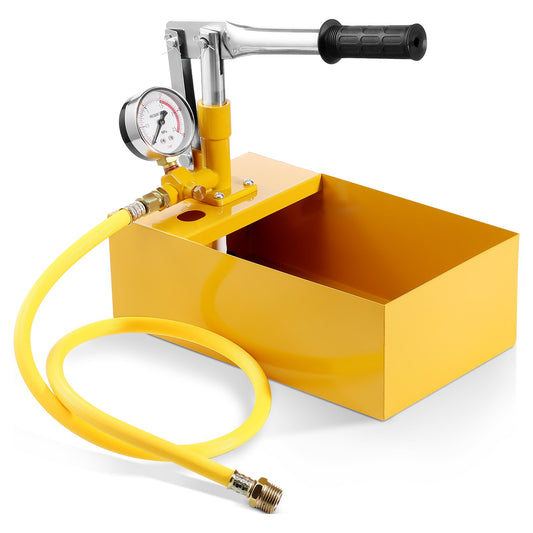 Hydrostatic test pump, max 25 bar/362 PSI, single valve hydraulic manual water pressure test kit with gauge 5 L water tank, 1 m hose with 1.27 cm external thread connection for pipeline