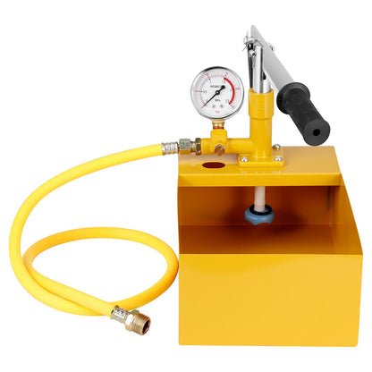 Hydrostatic test pump, max 25 bar/362 PSI, single valve hydraulic manual water pressure test kit with gauge 5 L water tank, 1 m hose with 1.27 cm external thread connection for pipeline