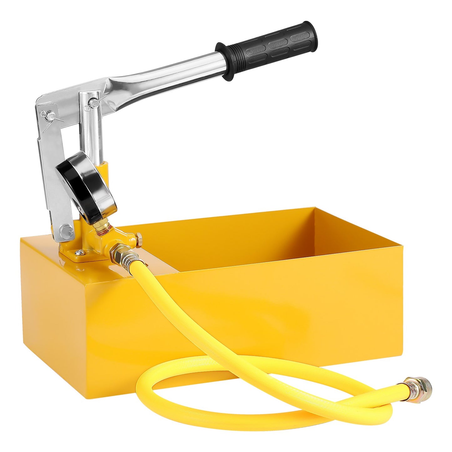 Hydrostatic test pump, max 25 bar/362 PSI, single valve hydraulic manual water pressure test kit with gauge 5 L water tank, 1 m hose with 1.27 cm external thread connection for pipeline