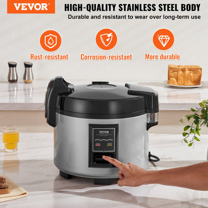 Commercial Rice Cooker 70 Cups Non-stick Pot 15L 12H Keep Warm Restaurant