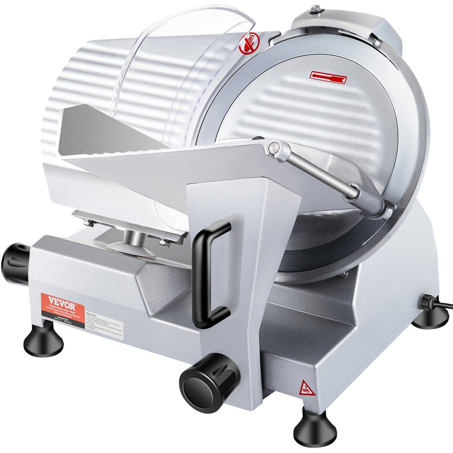 Kommersiell köttskärare, 240 W elektrisk Deli-matskärare, 10 tums kolstålblad Elektrisk matskärare, 350-400 rpm köttskärare, 0 - 0,47 tum justerbar tjocklek för kommersiellt och hemmabruk
