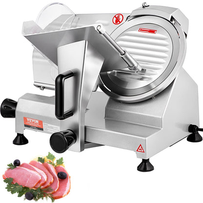 Kommersiell köttskärare, 200 W elektrisk Deli-matskärare, 350-400 varv/min. Köttskärare med 8" kolstålblad, 0 - 0,47 tum Elektrisk köttskärare med justerbar tjocklek för hem- och kommersiell användning