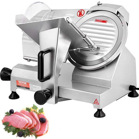 Kommersiell köttskärare, 200 W elektrisk Deli-matskärare, 350-400 varv/min. Köttskärare med 8" kolstålblad, 0 - 0,47 tum Elektrisk köttskärare med justerbar tjocklek för hem- och kommersiell användning