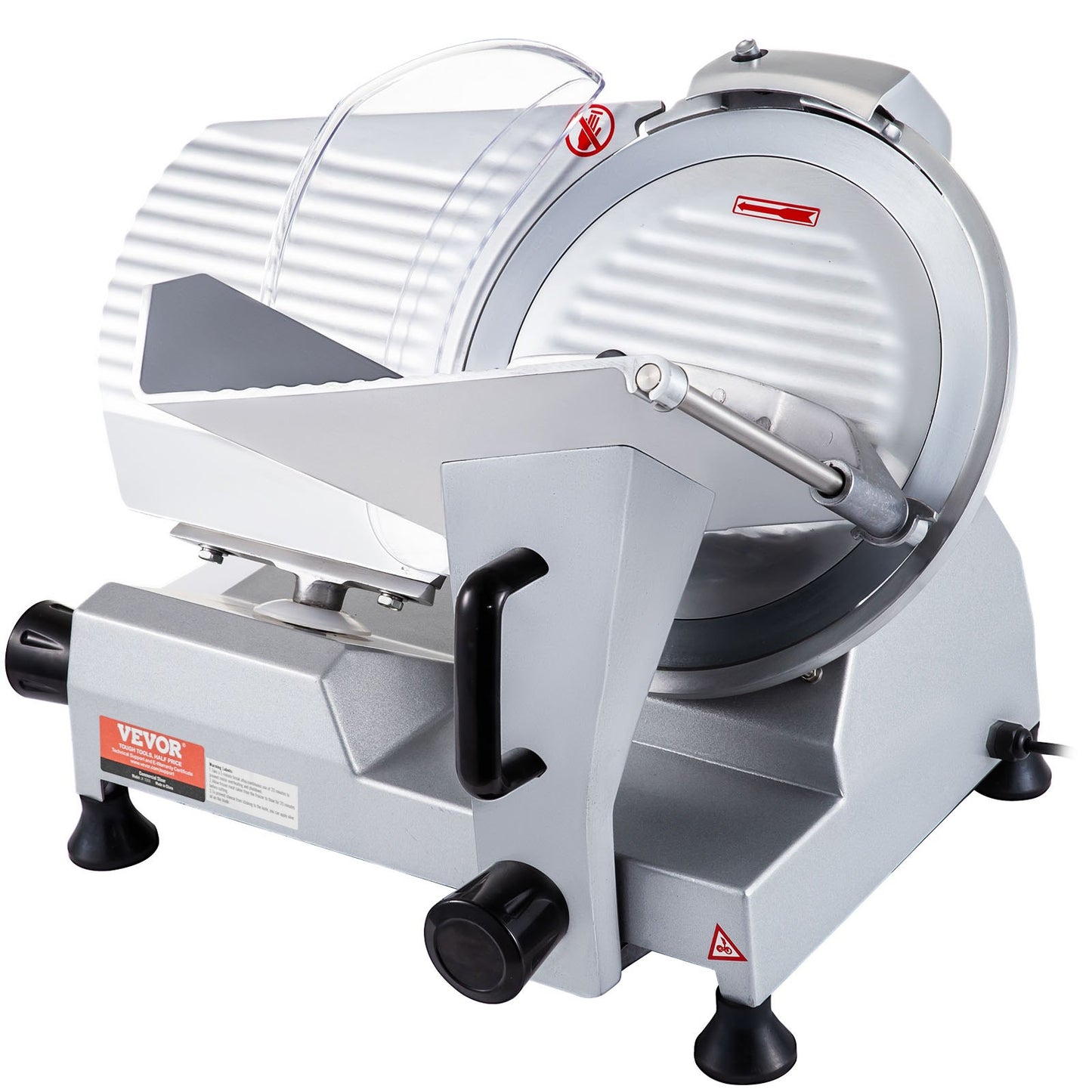 Kommersiell köttskärare, 320 W elektrisk Deli-matskärare, 12 tums kolstålblad Elektrisk matskärare, 350-400 RPM Köttskärare, 0-0,6 tum justerbar tjocklek för kött, ost, grönsaker, skinka