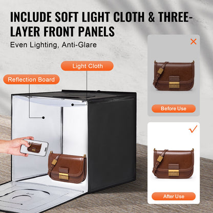 Photo Studio Light Box 24"x24" 3000-5600K Justerbar 3 färgtemperaturer