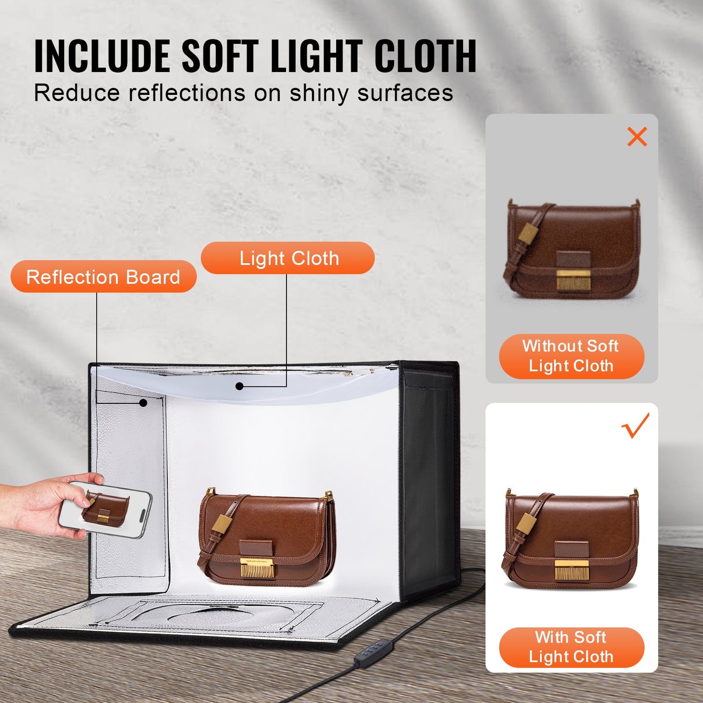 Photo Studio Light Box 12"x12" 3000-5600K Justerbar 3 färgtemperaturer
