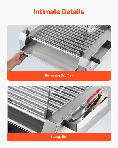 Electric 30 Hot Dog 11 Roller Commercial Grill Spismaskin 2200W