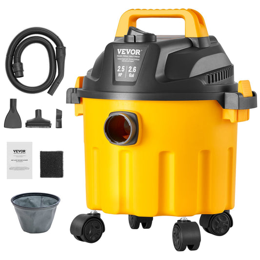 Wet/Dry Shop Vacuum Vac 10L 2 Peak HP med munstyckesrika tillbehör Gul