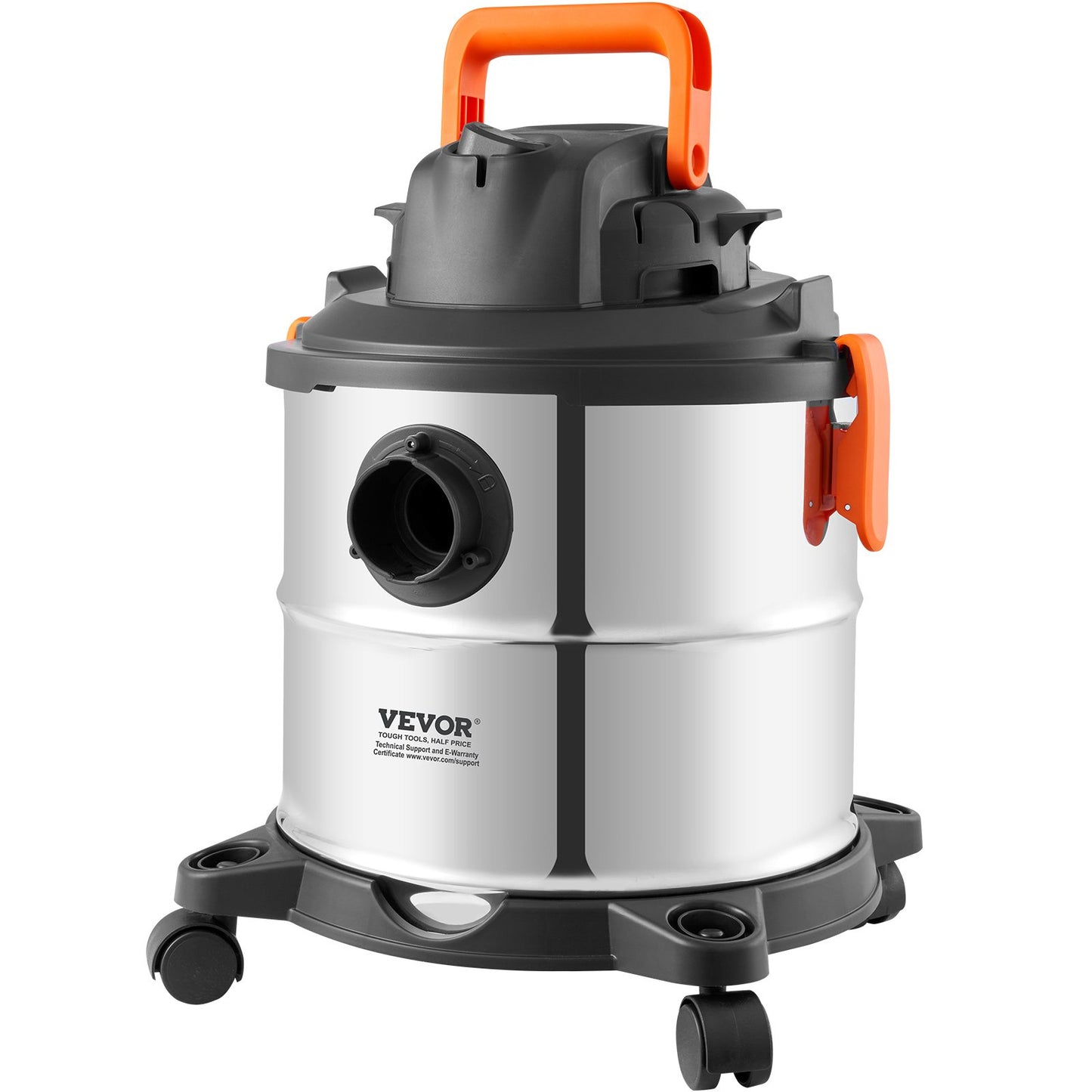Wet/Dry Shop Vacuum Vac 20L 6 Peak HP med munstycke Rostfritt stål Silver