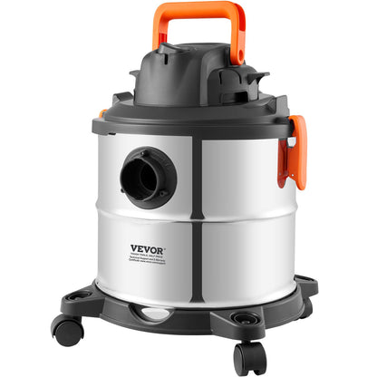 Wet/Dry Shop Vacuum Vac 20L 6 Peak HP med munstycke Rostfritt stål Silver