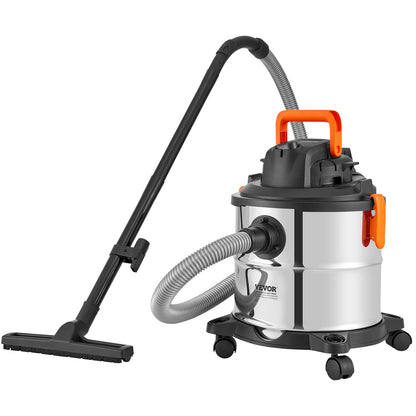 Wet/Dry Shop Vacuum Vac 20L 6 Peak HP med munstycke Rostfritt stål Silver