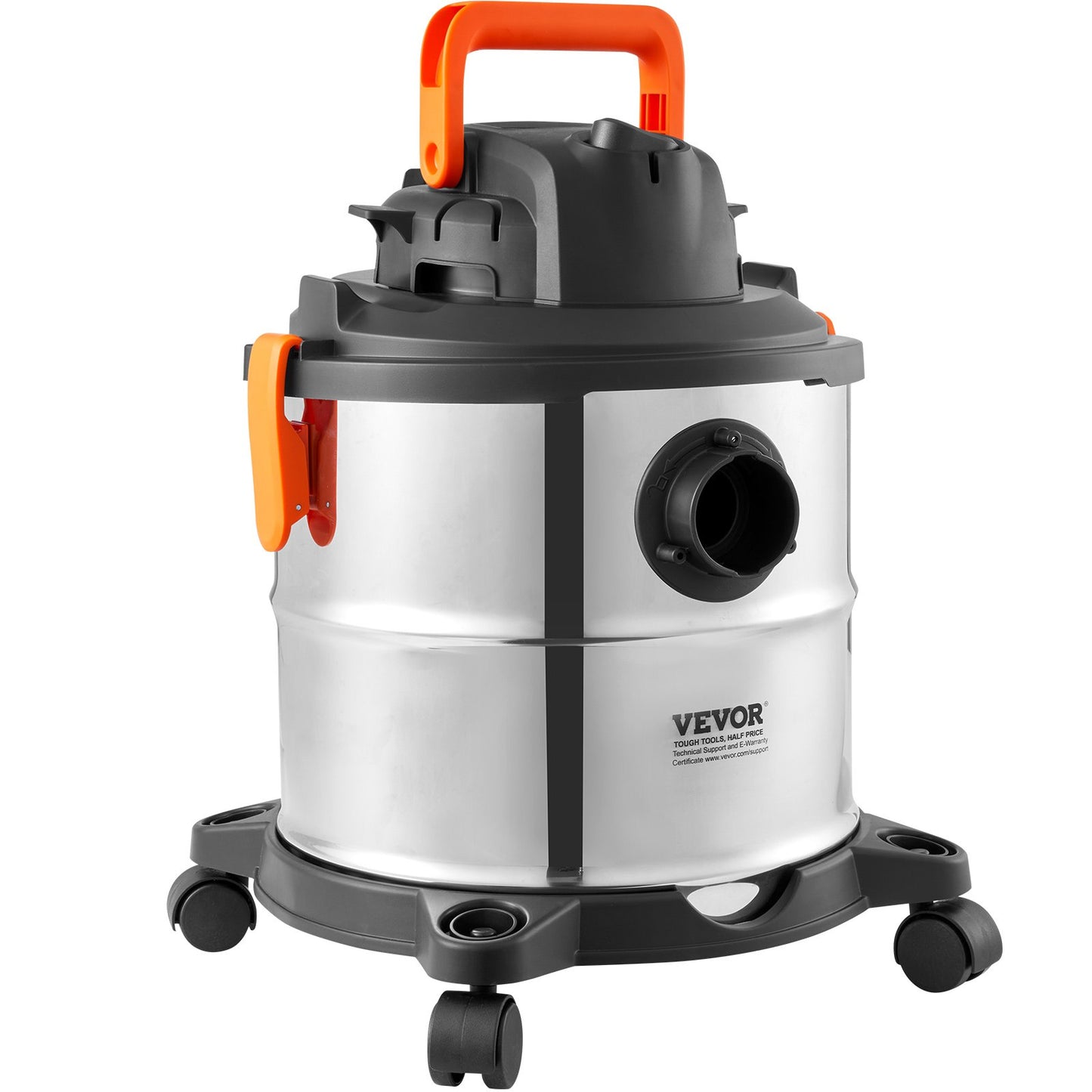 Wet/Dry Shop Vacuum Vac 20L 6 Peak HP med munstycke Rostfritt stål Silver