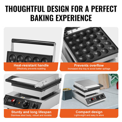 25 STK 43 mm Mini holländsk pannkaksmakare Kommersiell Dorayaki Baker 1700W