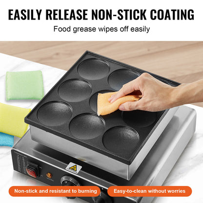 9 STK 76 mm holländsk pannkaksbakare Kommersiell Dorayaki Baker 850W non-stick