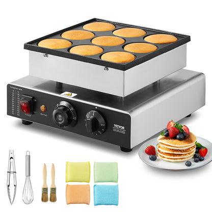9 STK 76 mm holländsk pannkaksbakare Kommersiell Dorayaki Baker 850W non-stick
