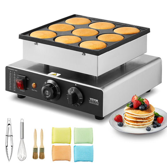 9 STK 76 mm holländsk pannkaksbakare Kommersiell Dorayaki Baker 850W non-stick