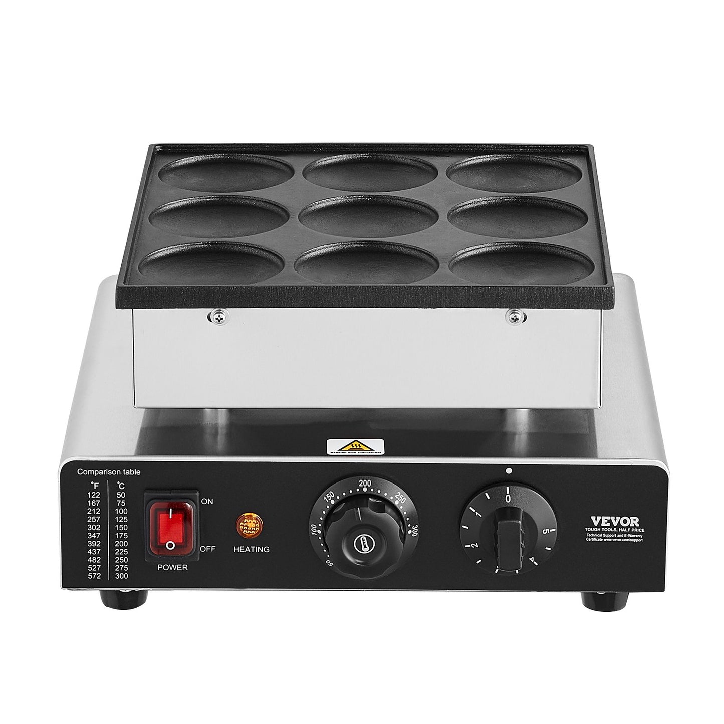 9 STK 76 mm holländsk pannkaksbakare Kommersiell Dorayaki Baker 850W non-stick