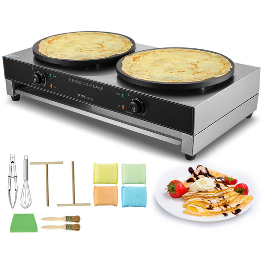 16-tums elektrisk Crepe Maker Commercial Crepe Machine 6000W Dubbelhuvud