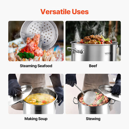 36QT Edelstahl Suppentopf Kochen Küche Sauce Topf mit Korb Deckel