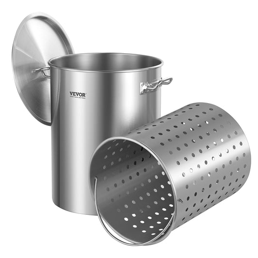 36QT Edelstahl Suppentopf Kochen Küche Sauce Topf mit Korb Deckel
