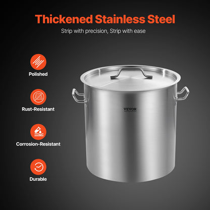 53QT Rostfritt stål Stockpot Matlagning Kökssåsgryta med lockhandtag