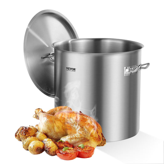 53QT Rostfritt stål Stockpot Matlagning Kökssåsgryta med lockhandtag
