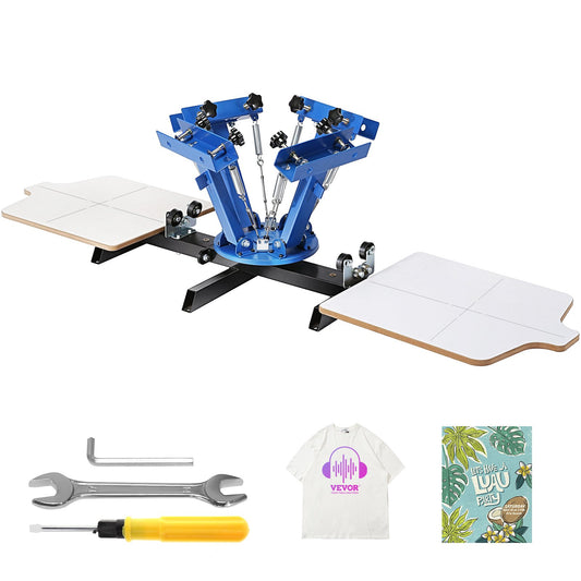 4 Färg 2 station Silk Screening Skärmdump Tryck på Skärm Skrivare