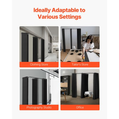 Proving Room Portable Dressing Room 227 x 91 x 227 cm Avskildhetsyta (Svart)