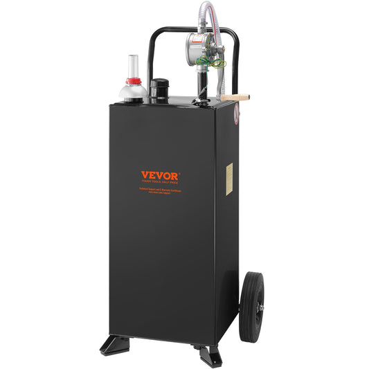 30 Gallon Gas Caddy, Fuel Tank with Wheels, Portable Fuel Caddy with Manual Transfer Pump, Gasoline Diesel Fuel Container for Cars, Lawn Mowers, ATVs, Boats, More, Black