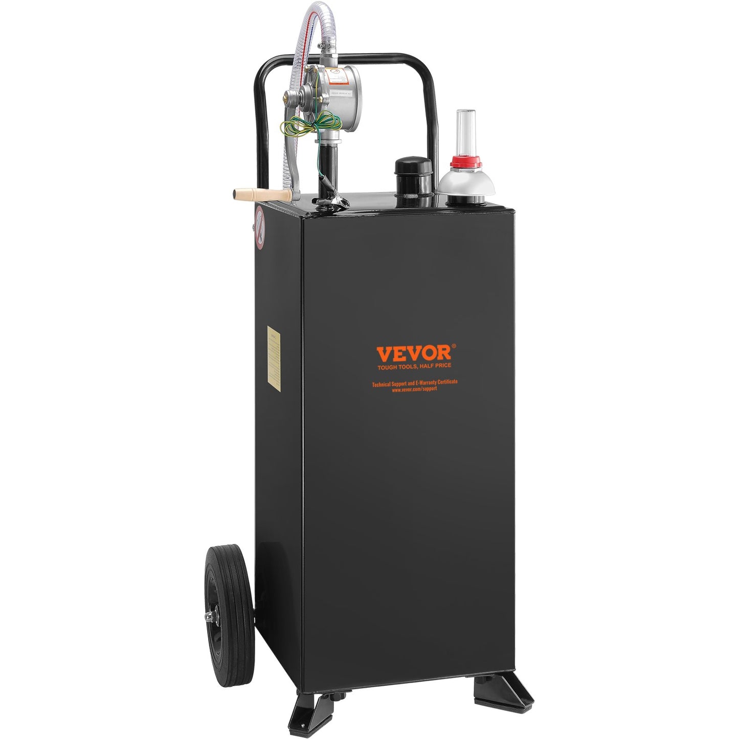 30 Gallon Gas Caddy, Fuel Tank with Wheels, Portable Fuel Caddy with Manual Transfer Pump, Gasoline Diesel Fuel Container for Cars, Lawn Mowers, ATVs, Boats, More, Black