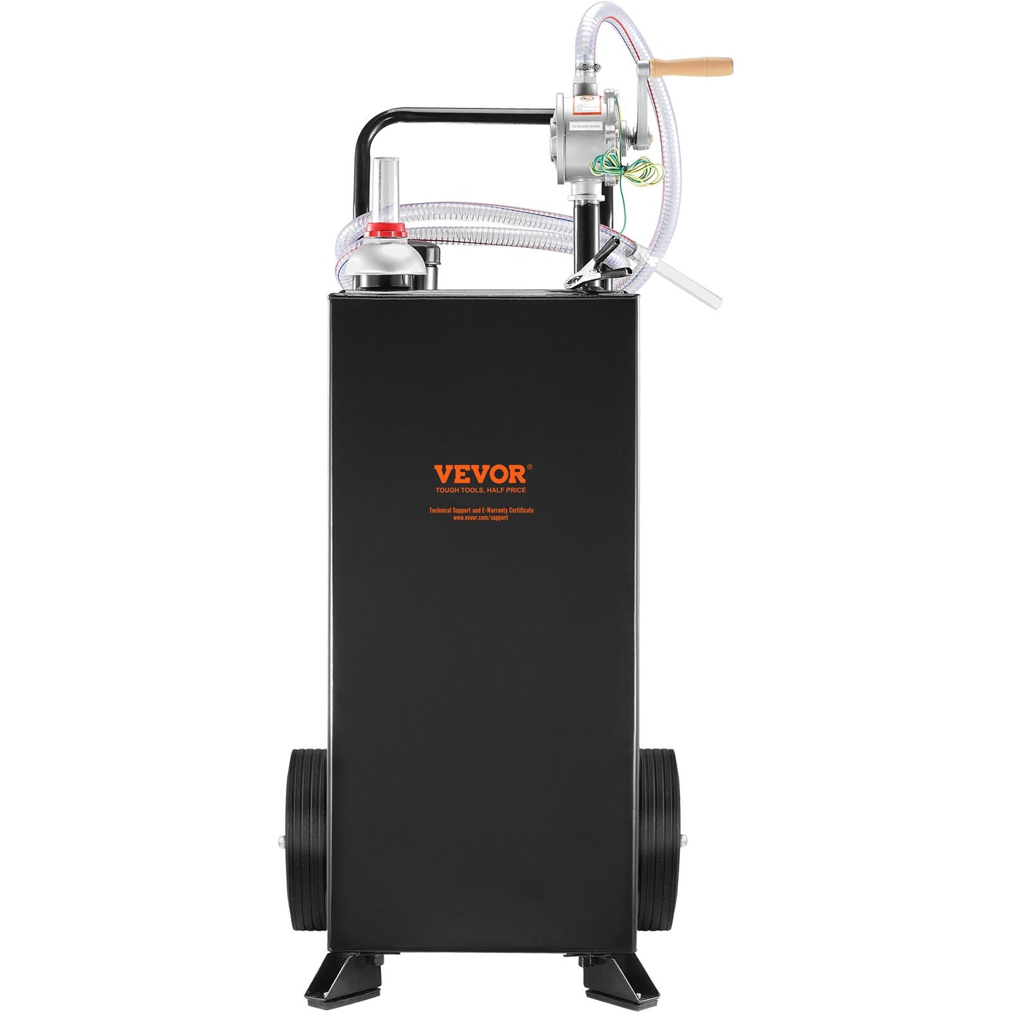30 Gallon Gas Caddy, Fuel Tank with Wheels, Portable Fuel Caddy with Manual Transfer Pump, Gasoline Diesel Fuel Container for Cars, Lawn Mowers, ATVs, Boats, More, Black