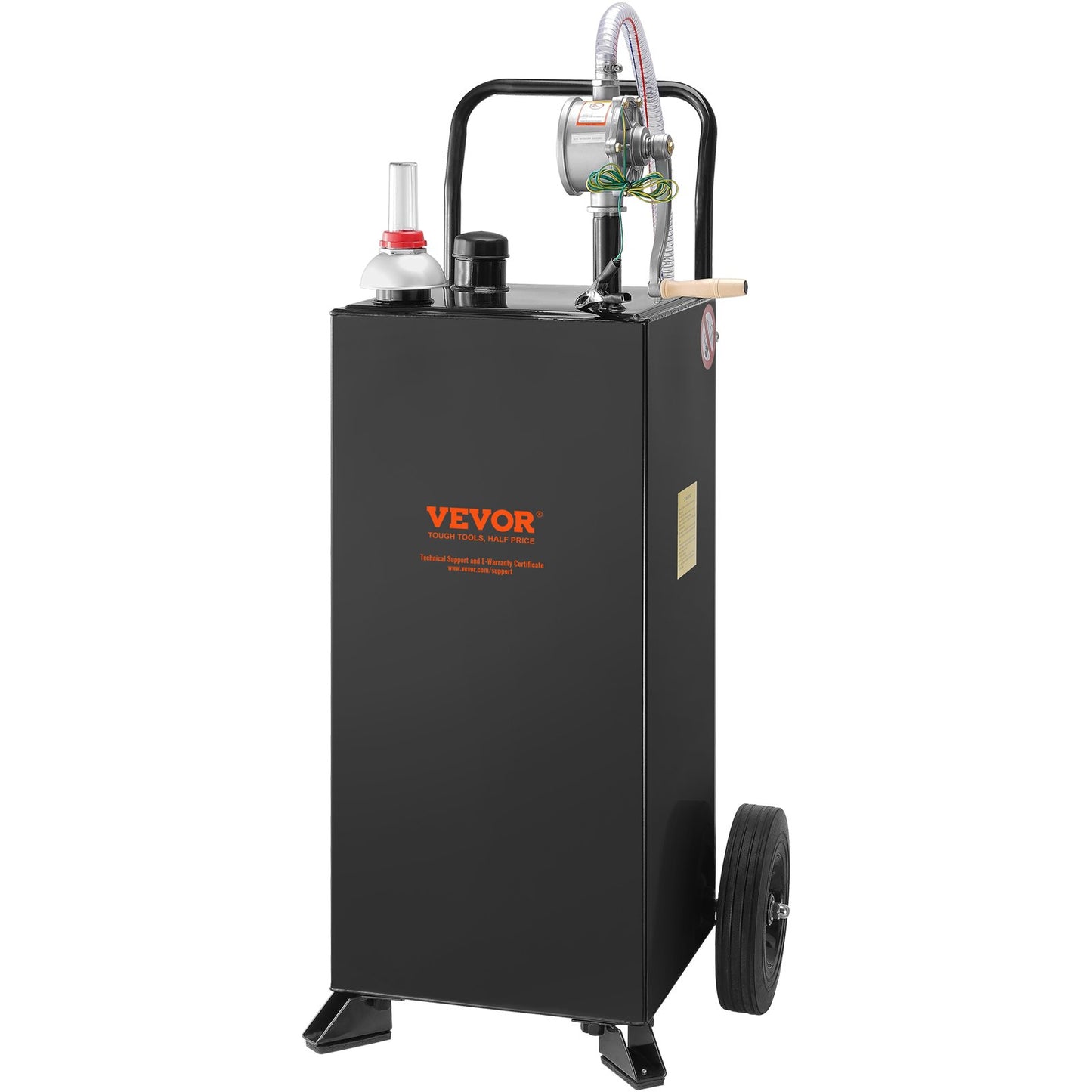 30 Gallon Gas Caddy, Fuel Tank with Wheels, Portable Fuel Caddy with Manual Transfer Pump, Gasoline Diesel Fuel Container for Cars, Lawn Mowers, ATVs, Boats, More, Black