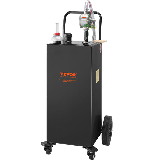 Fuel Caddy Fuel Storage Tank 35 Gallon 4 hjul med Manuell Pump, Svart